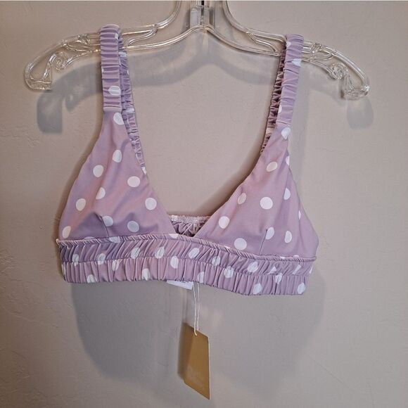 Charlie Holiday Polka Dot Bikini Top XL NWT Lilac - Picture 1 of 6